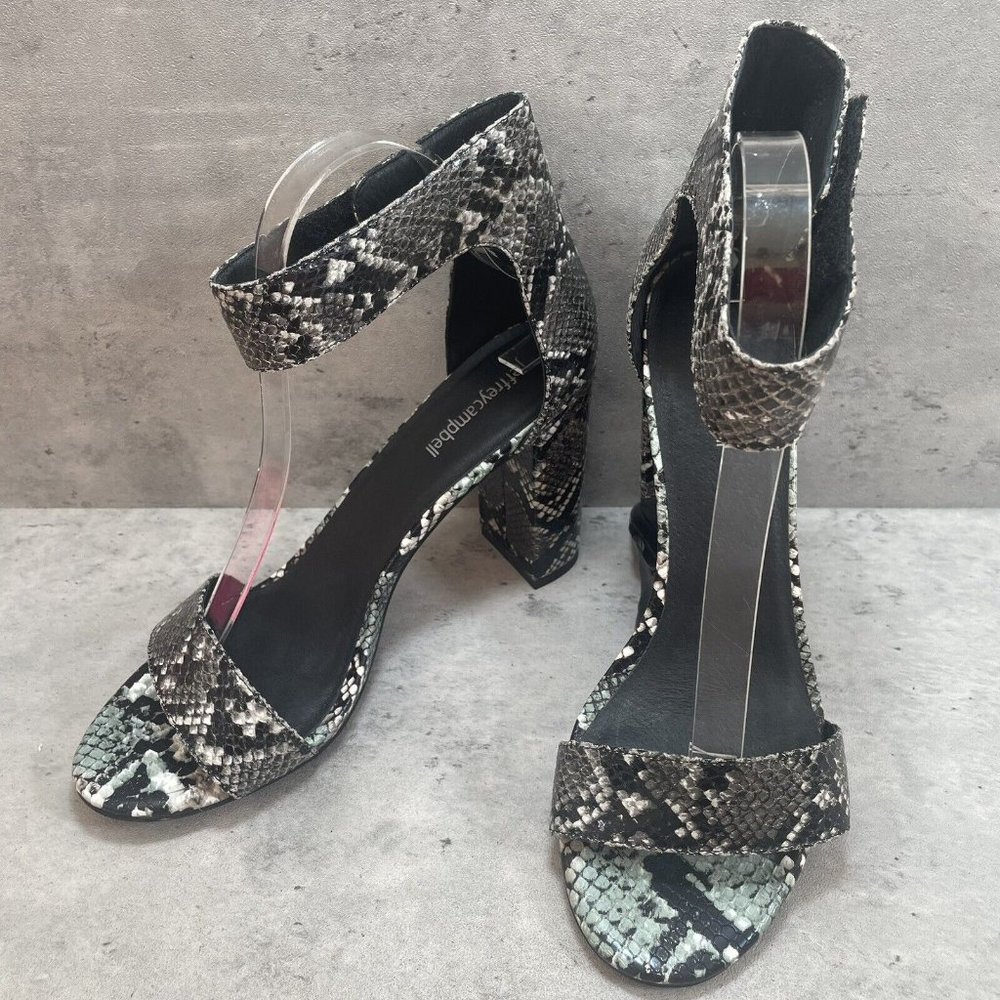 Jeffrey Campbell Lindsay Womens Patent Leather Snakeskin White Black Sz‎ 9 Heels